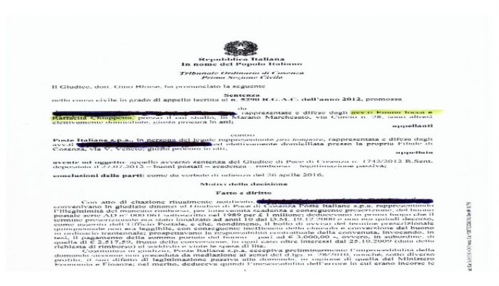 Prescrizione dei buoni fruttiferi e legittimazione in giudizio di Poste Italiane
